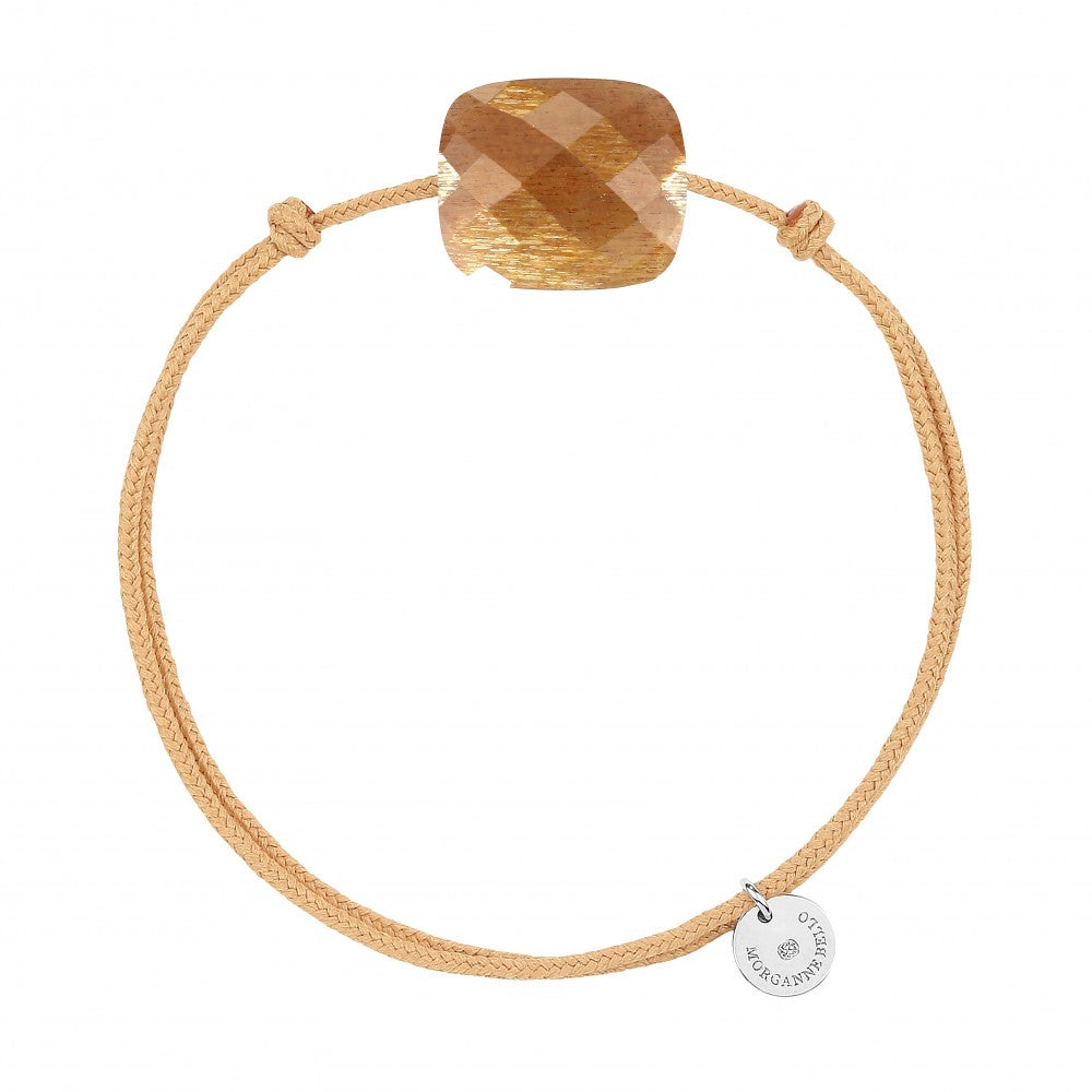 Morganne Bello Sunstone Cushion Oversize Cord Bracelet